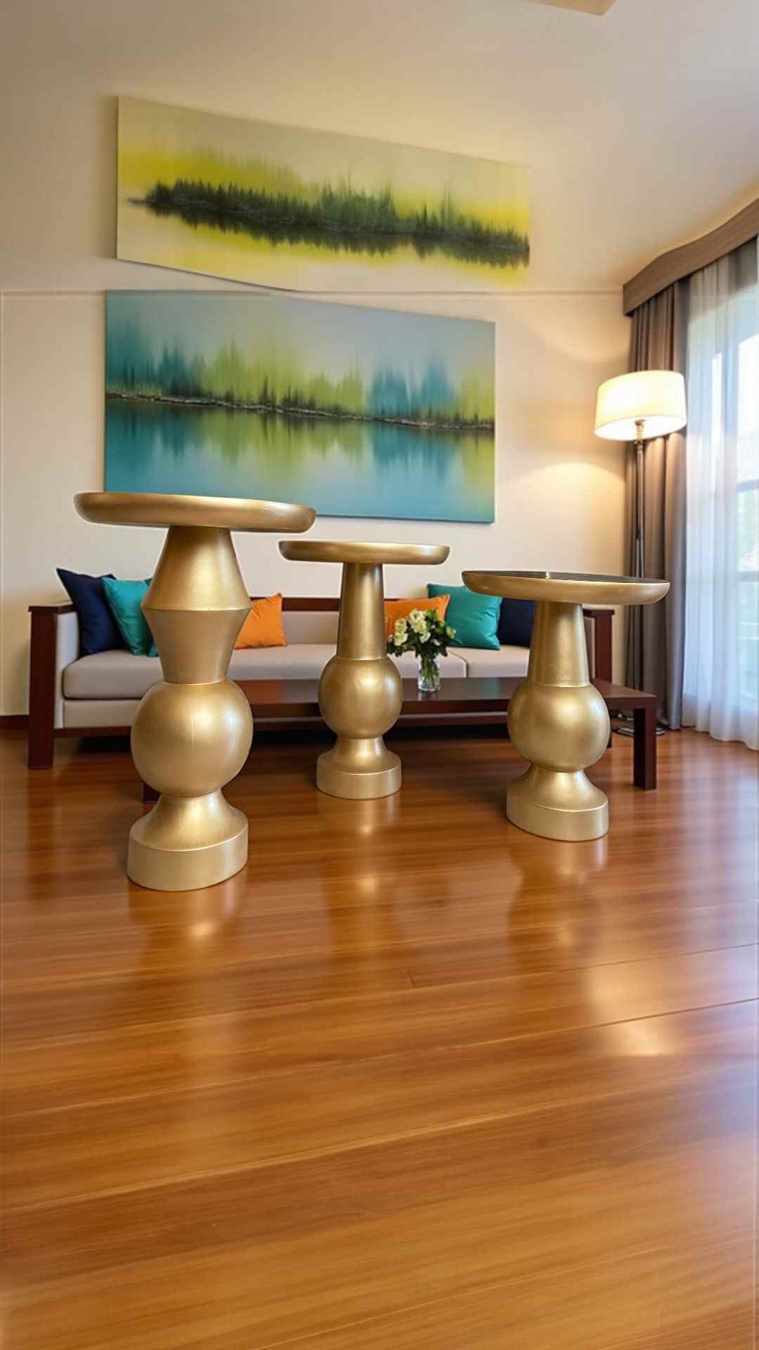 Ahşap detaylı mantar sehpa – zigon sehpa seti