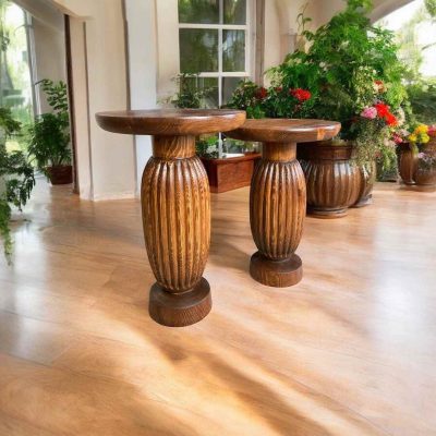 Salonlar için ideal mantar ahşap sehpa takımı