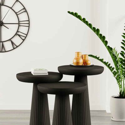 Masif ahşap yuvarlak sehpa