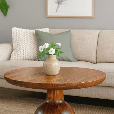 Ahşap ve rustik detaylı modern orta sehpa