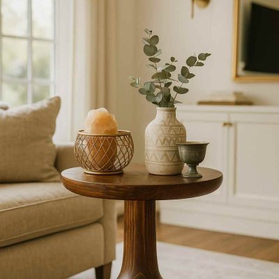 Üçlü mantar formunda ahşap sehpa seti