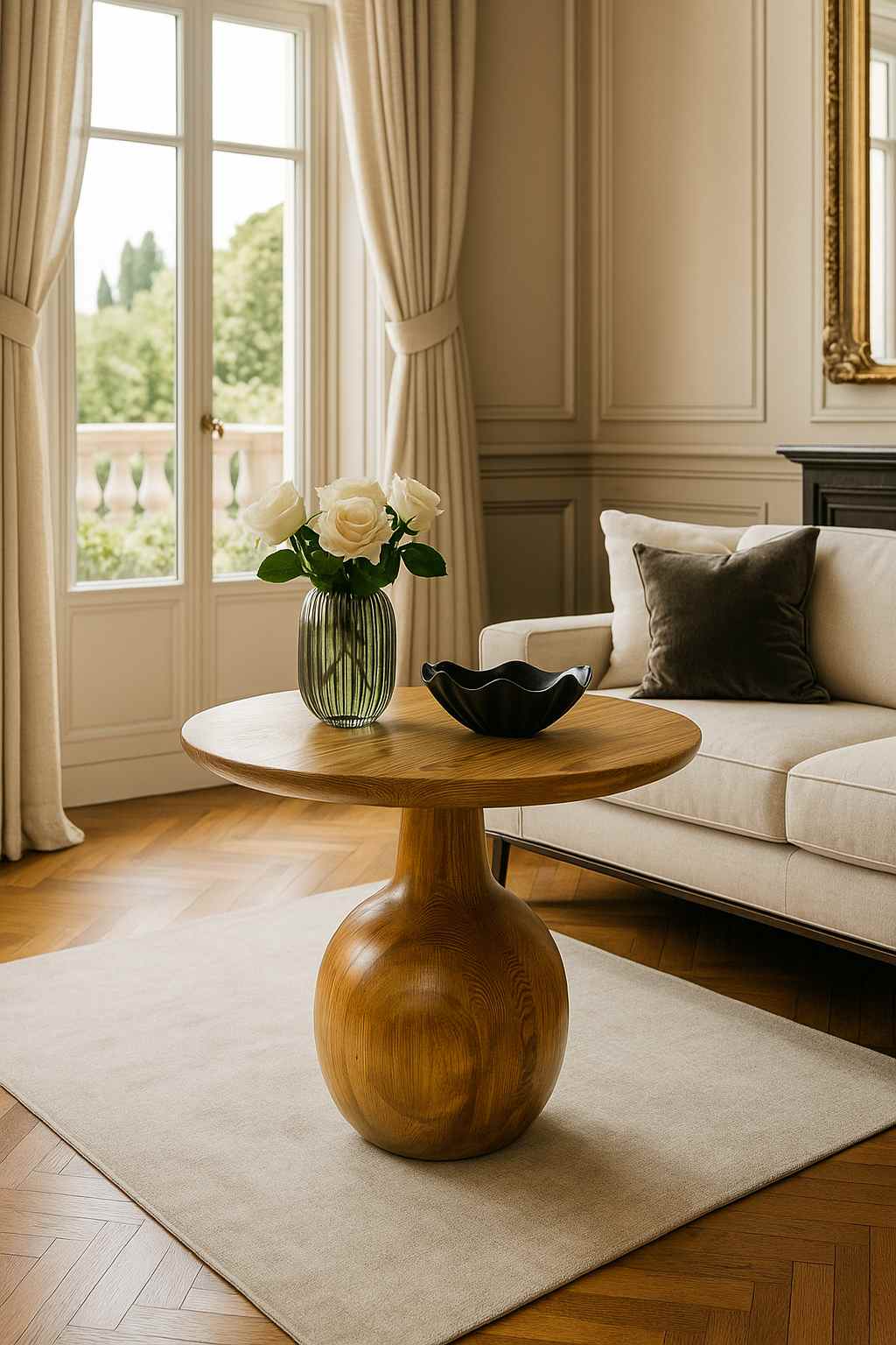 Doğal görünümlü mantar orta sehpa