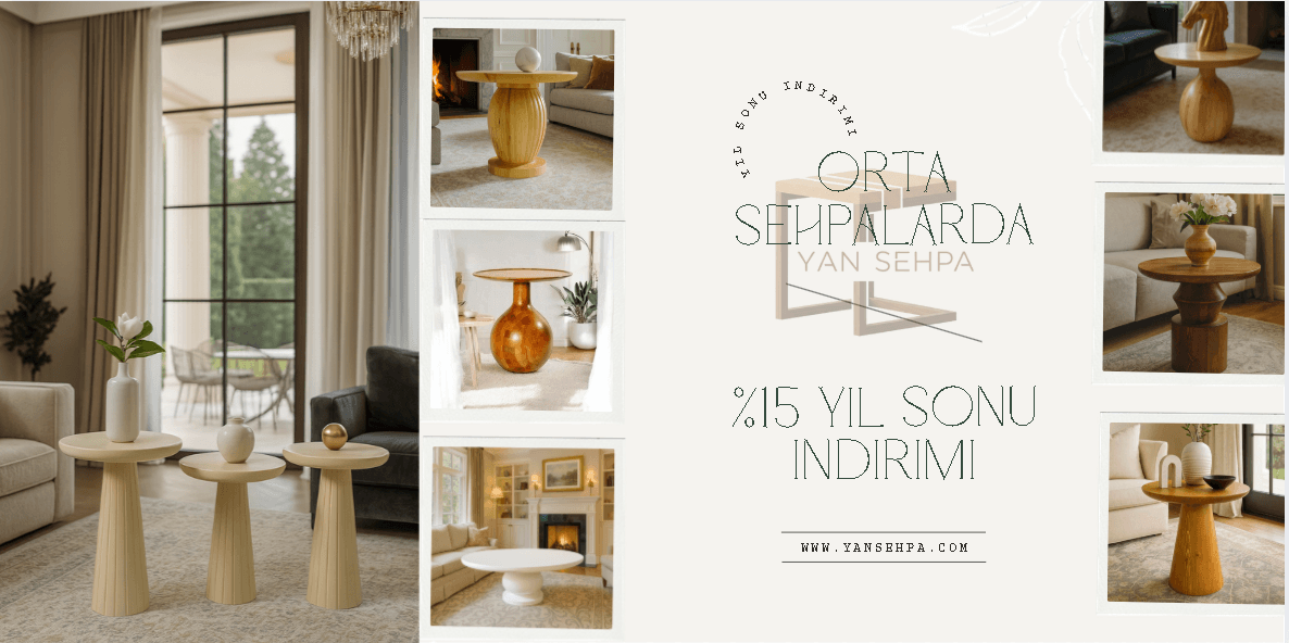 Doğal görünümlü mantar orta sehpa